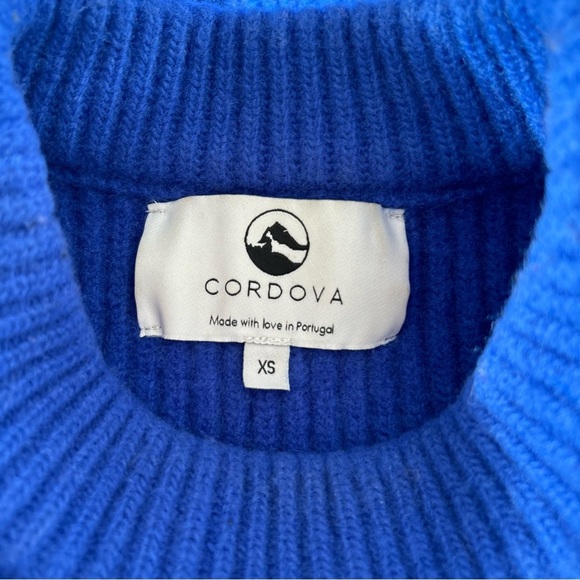 Cordova Megève Sweater Blue 100% Extra Fine Merino Wool Blue Ribbed Size XS - Picture 8 of 12